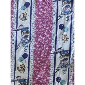 Holly Hobbie  1990 Twin Flat Sheet  And Standard Pillow Case Pink Flannel